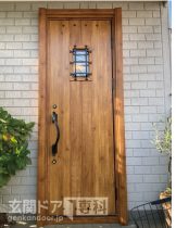 船橋市山手玄関ドア取替　マキアートパイン色の木目ドア